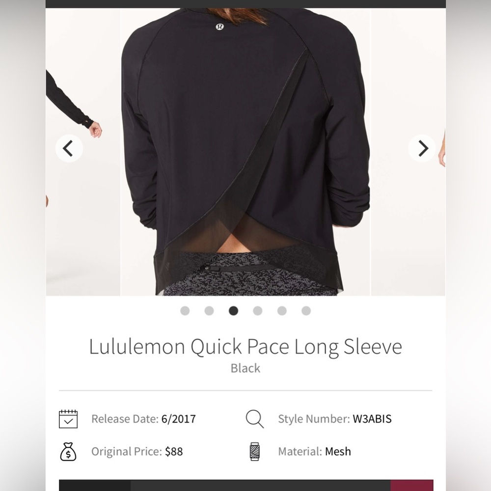 🍋Women’s Lululemon Quick Pace Long Sleeve size 6 black🍋